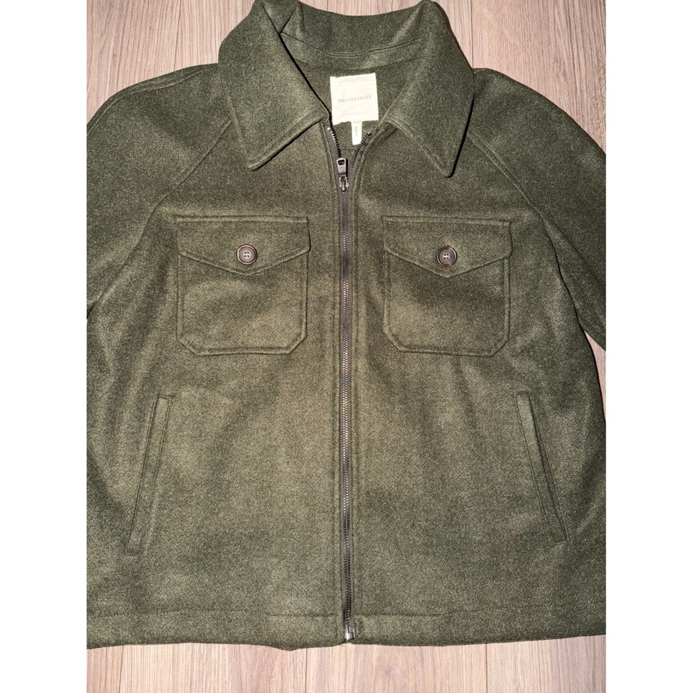 Avec Les Filles Olive‎ Green Zip Front Utility Jacket Womens Large 81077 X7 - Picture 4 of 11